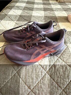 Asics Men's Purple Running Shoes with Coral Accents